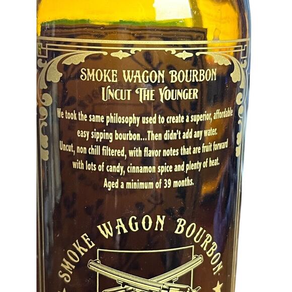 Smoke Wagon Empty Bottle Straight Bourbon Whiskey 750ML Brown Collector Man Cave - Picture 7 of 11